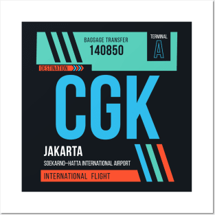 Jakarta (CGK) Airport Code Baggage Tag Posters and Art